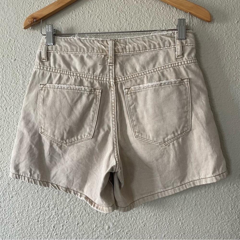 Bridge by GLY Mom Cuffed Shorts Womens 24 Tan Mid Rise Distressed Khaki Boho - Picture 9 of 15